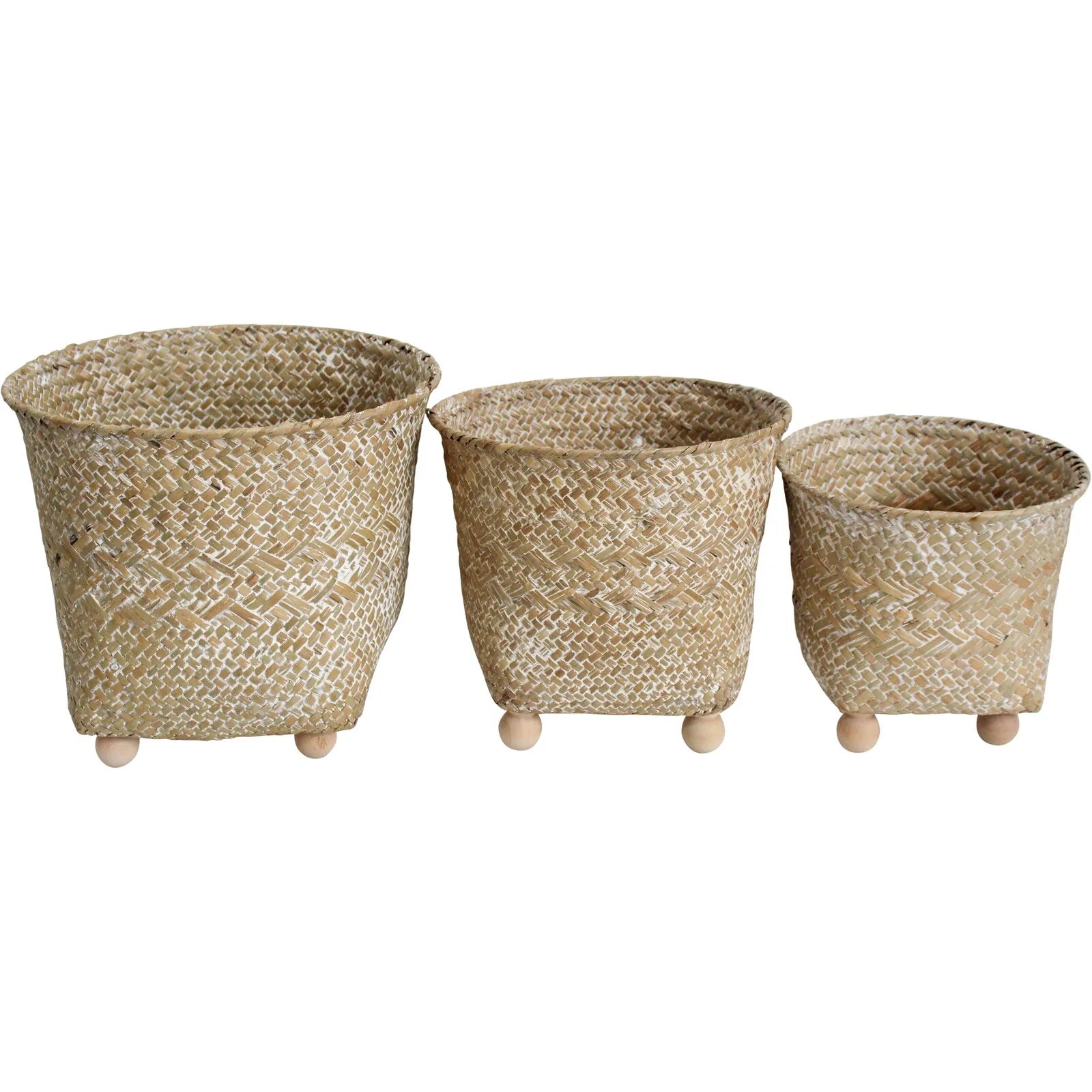 Woven Foot Basket Pot Holders White/Natural