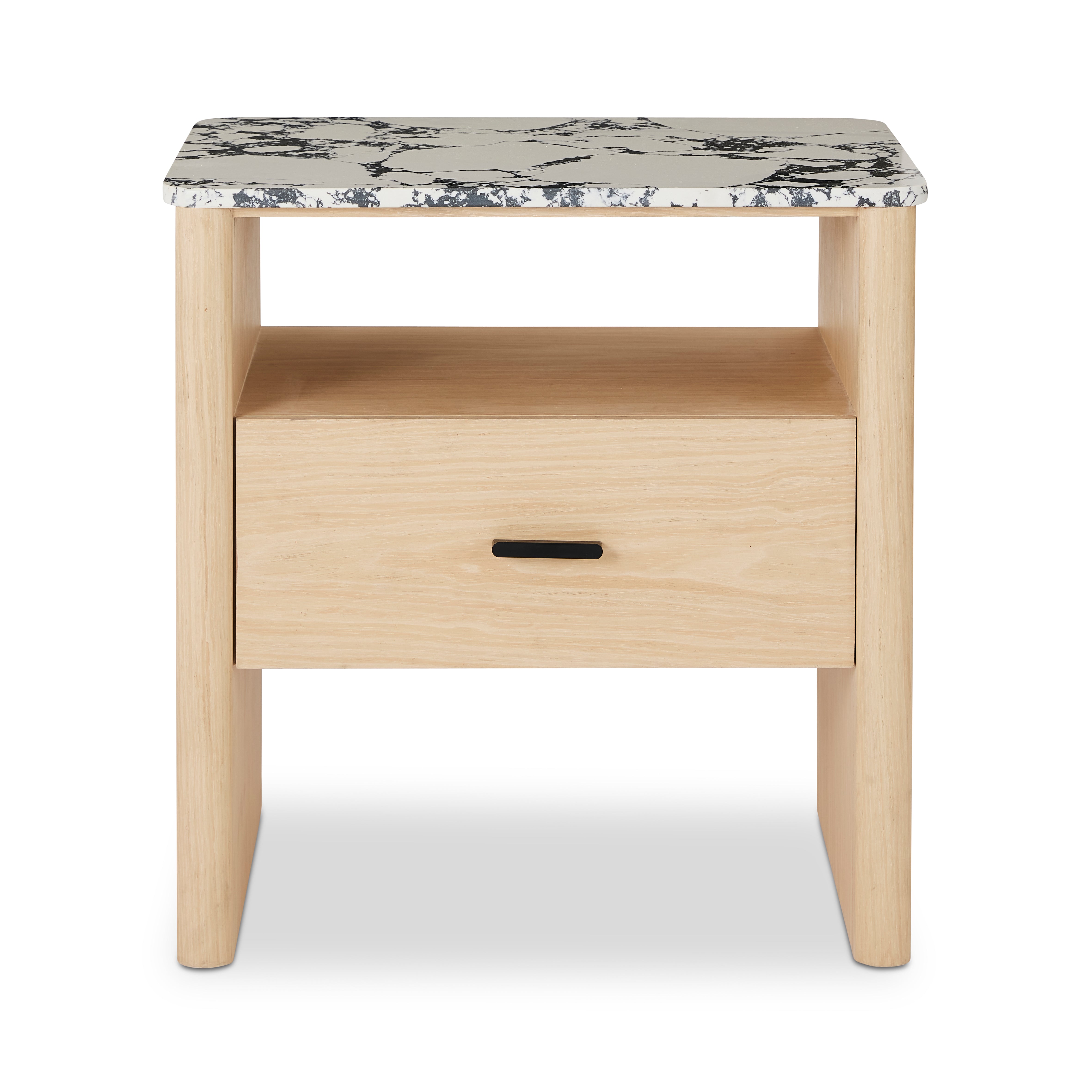 Oscar B&W Marble Oak Bedside Table