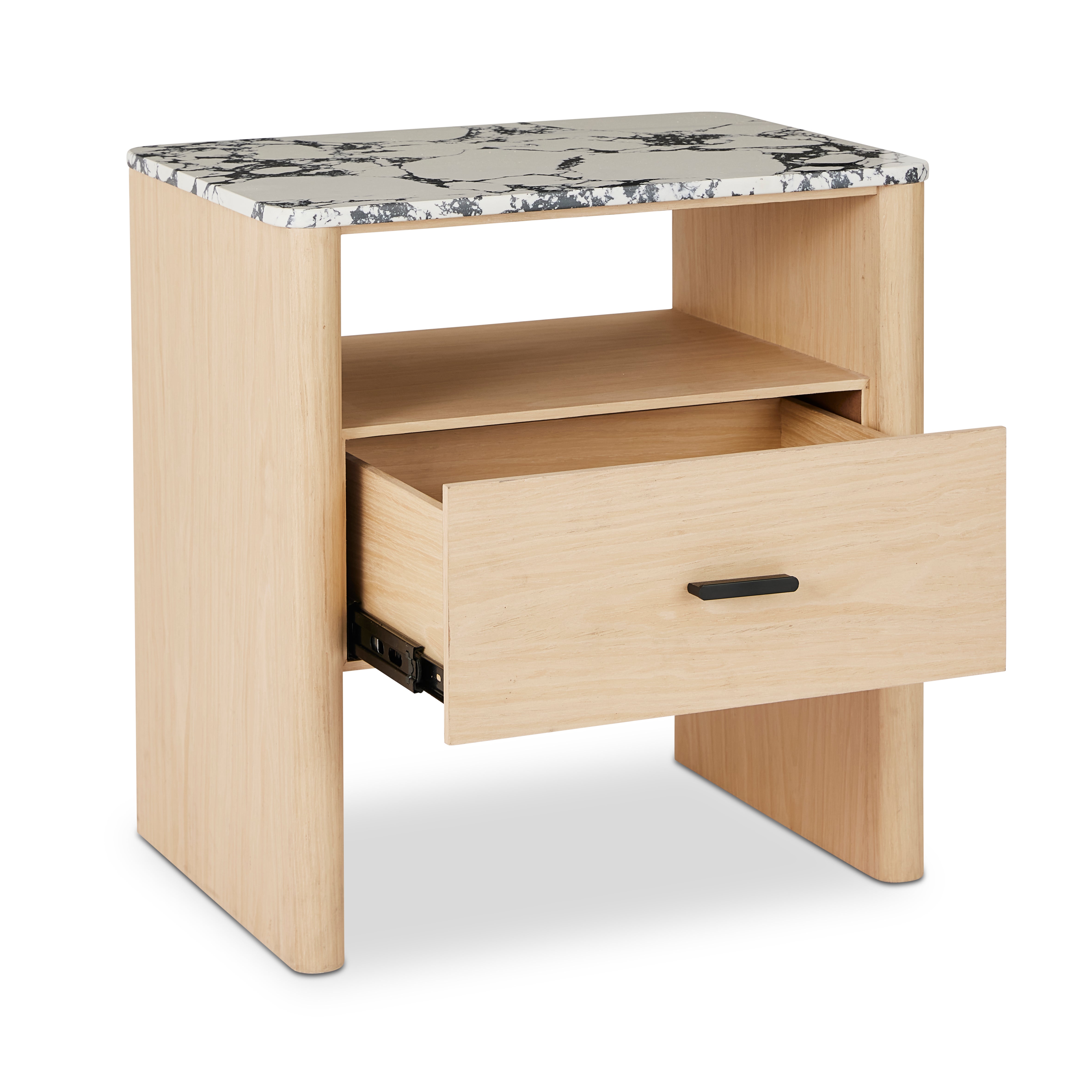 Oscar B&W Marble Oak Bedside Table