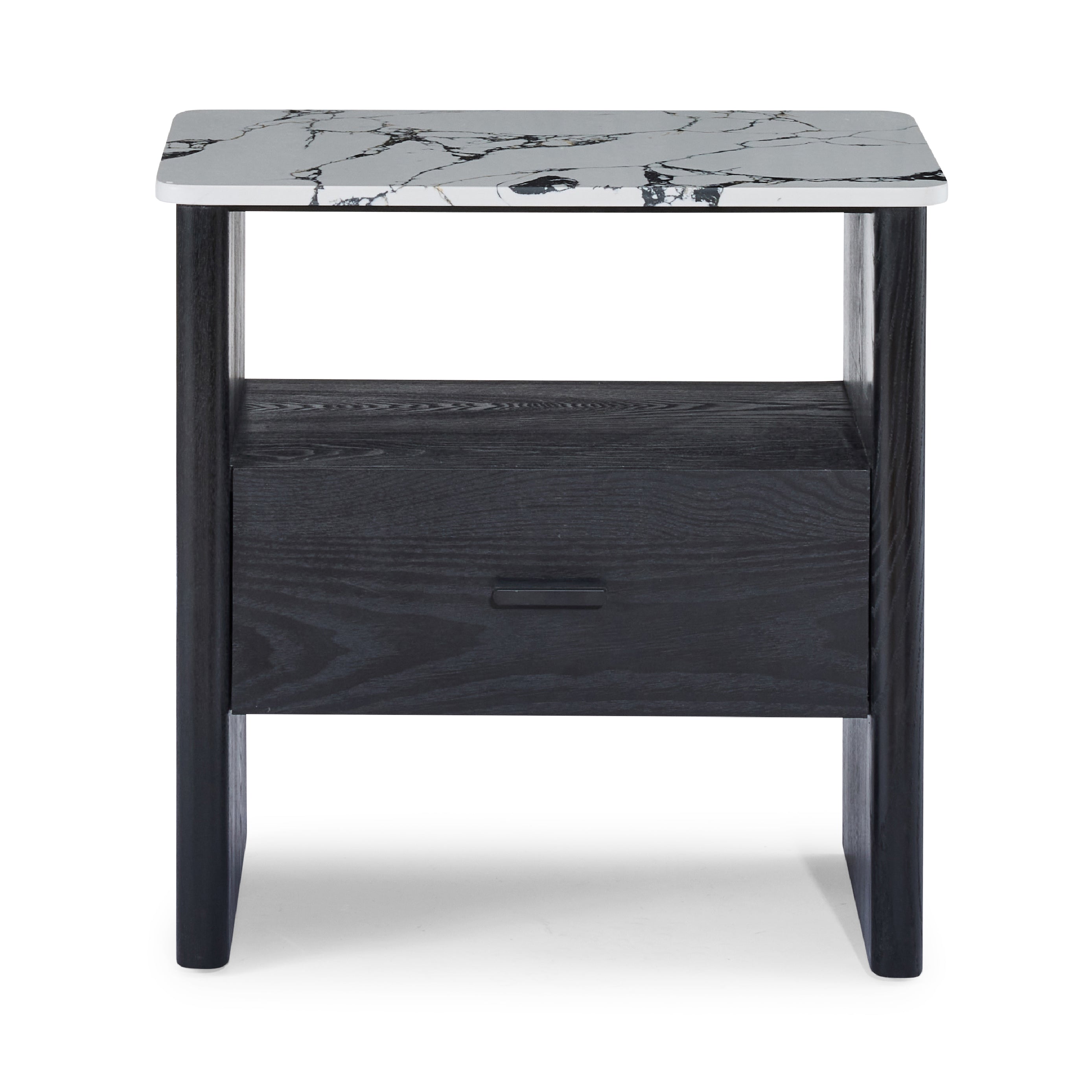 Oscar B/W Black Bedside Table