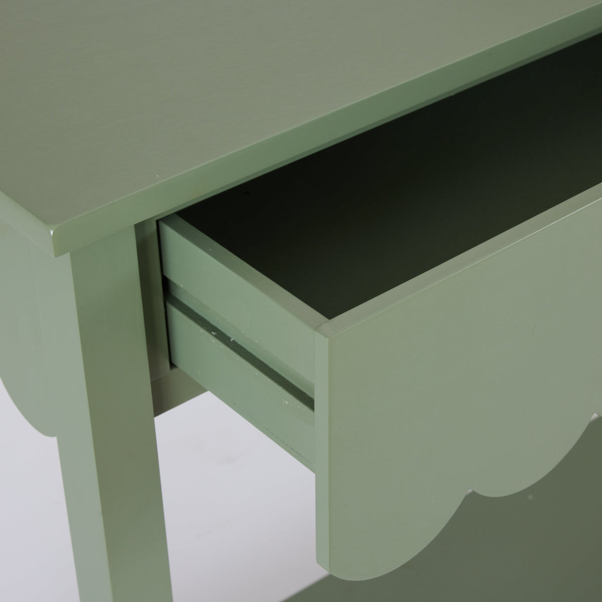 Lucille Sage Scallop Bedside Table - Sage Green