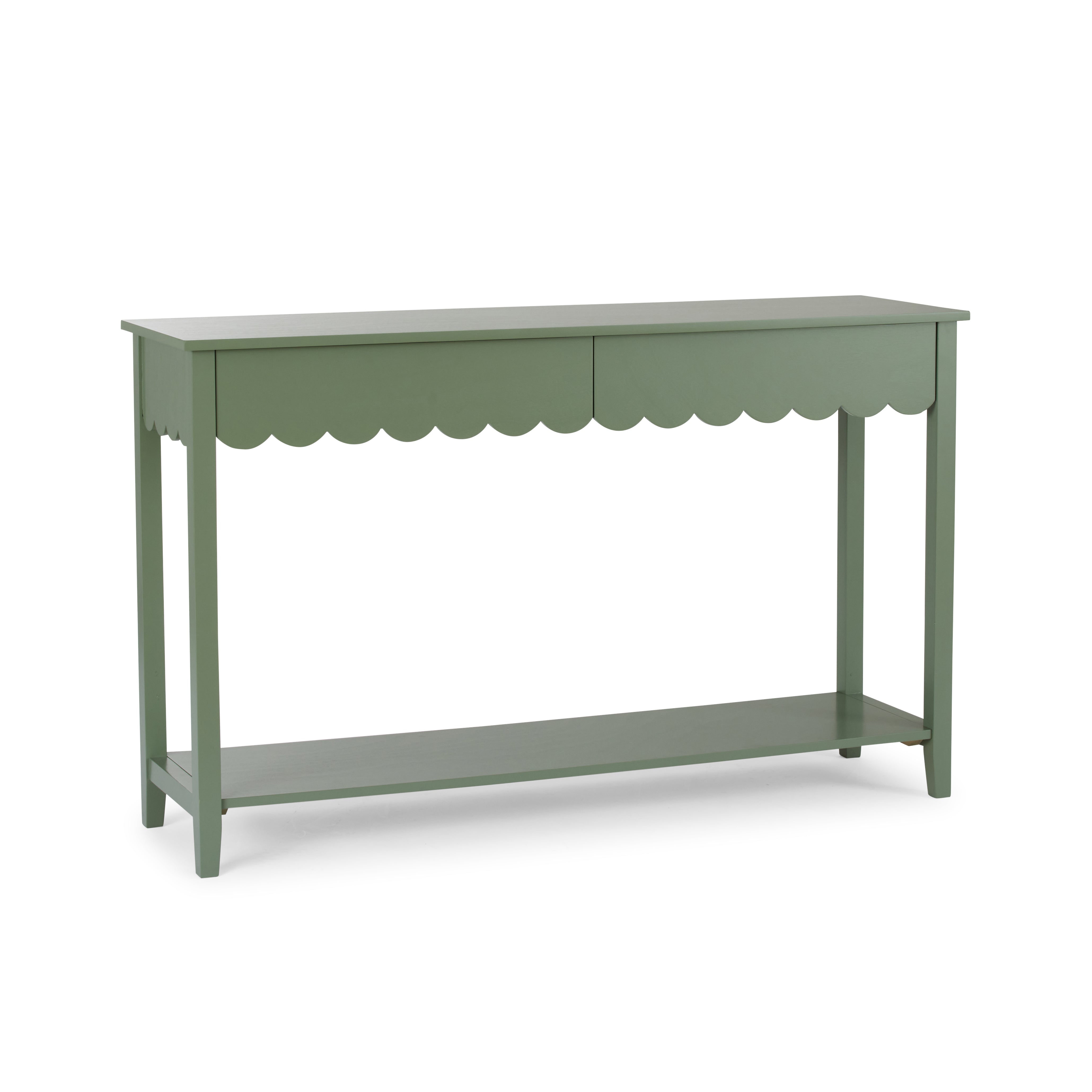 Lucille Sage Scallop Console Table - Sage Green