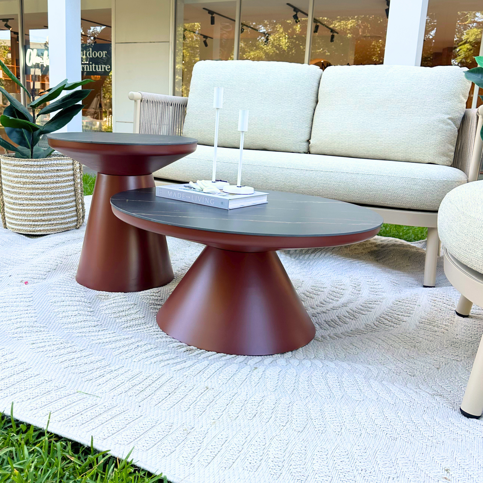 Milan Outdoor End Table - Burgundy
