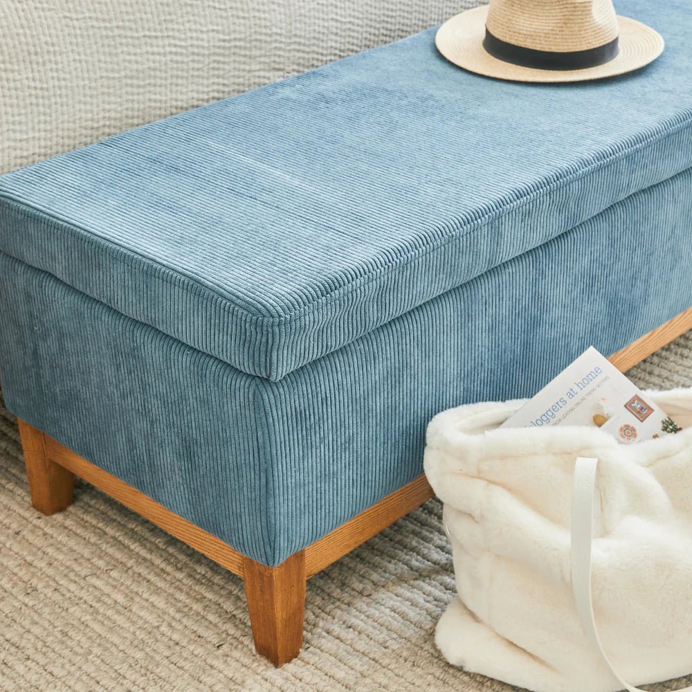 Albert Storage Ottoman Steel - Blue