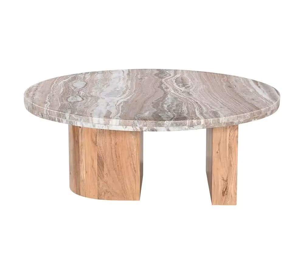 Alfred Toronto Marble & Acacia Wood Coffee Table - 104 cm Natural