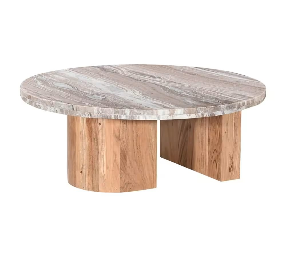 Alfred Toronto Marble & Acacia Wood Coffee Table - 104 cm Natural