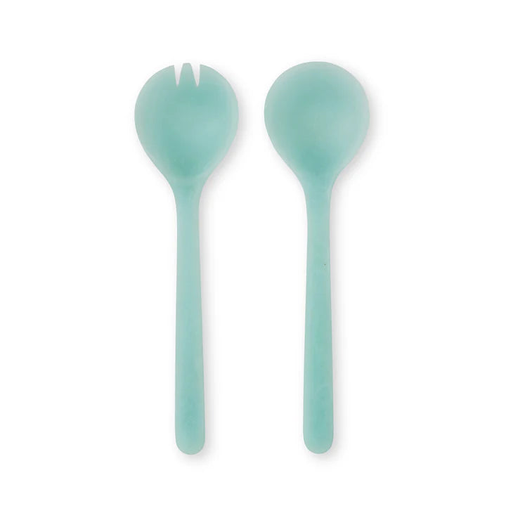 Aqua resin salad server set