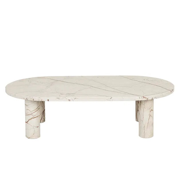 Amara Round Leg Oval Coffee Table - Brown Vein Marble