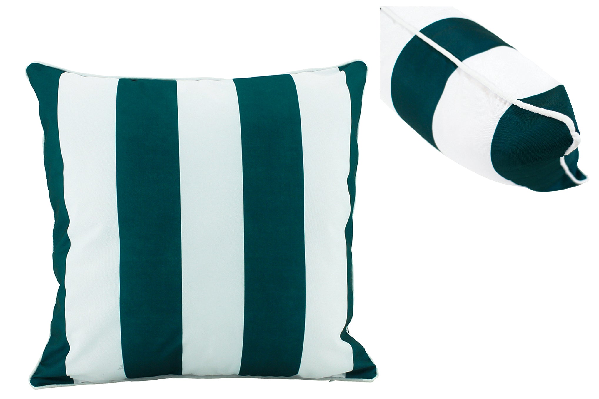 Emerald Stripe Outdoor Cushion with piping 50x50