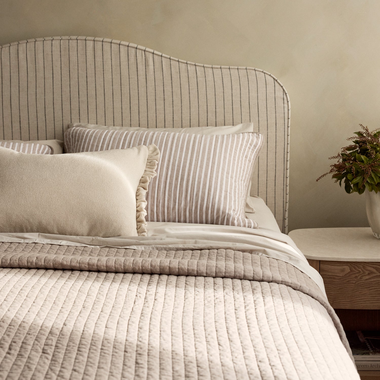 Chloe Blue Stripe Arch Bedhead Queen