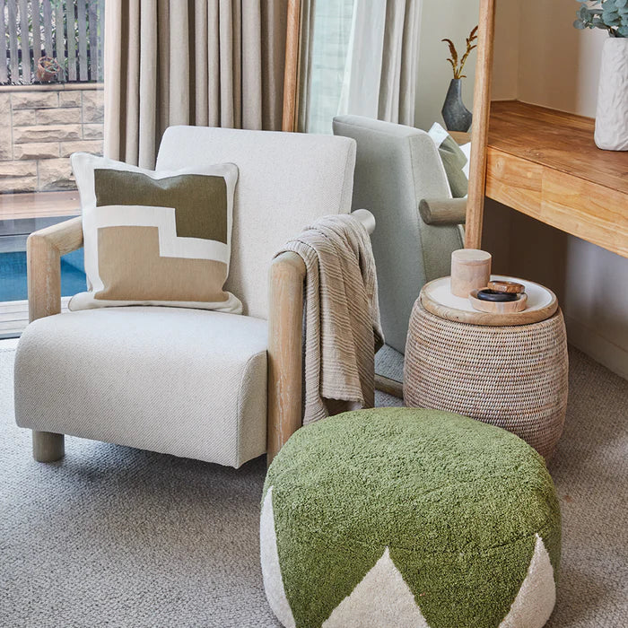 Creston Wood Armchair - Ivory