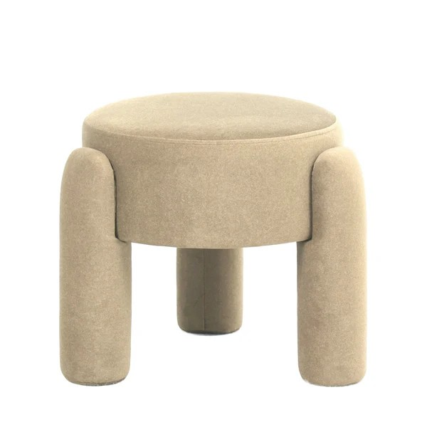 Eden Velvet Stool-Ivory Champagne