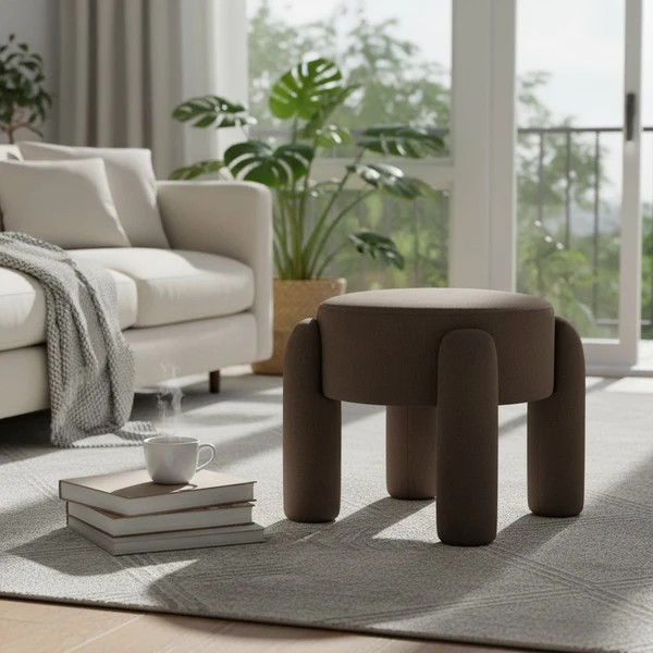 Eden Velvet Stool-Rich Cocoa