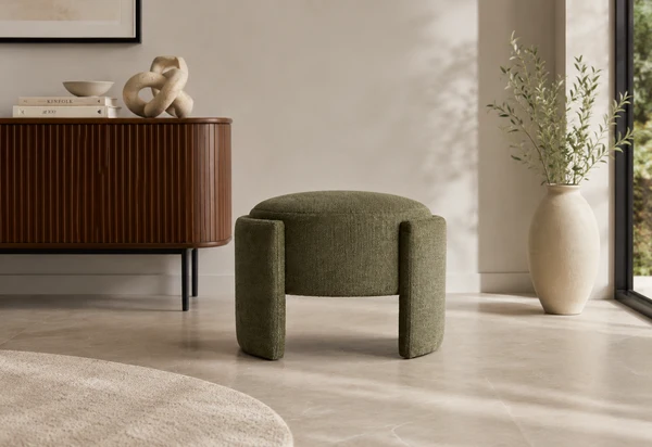 Elara Ottoman-Dark Moss