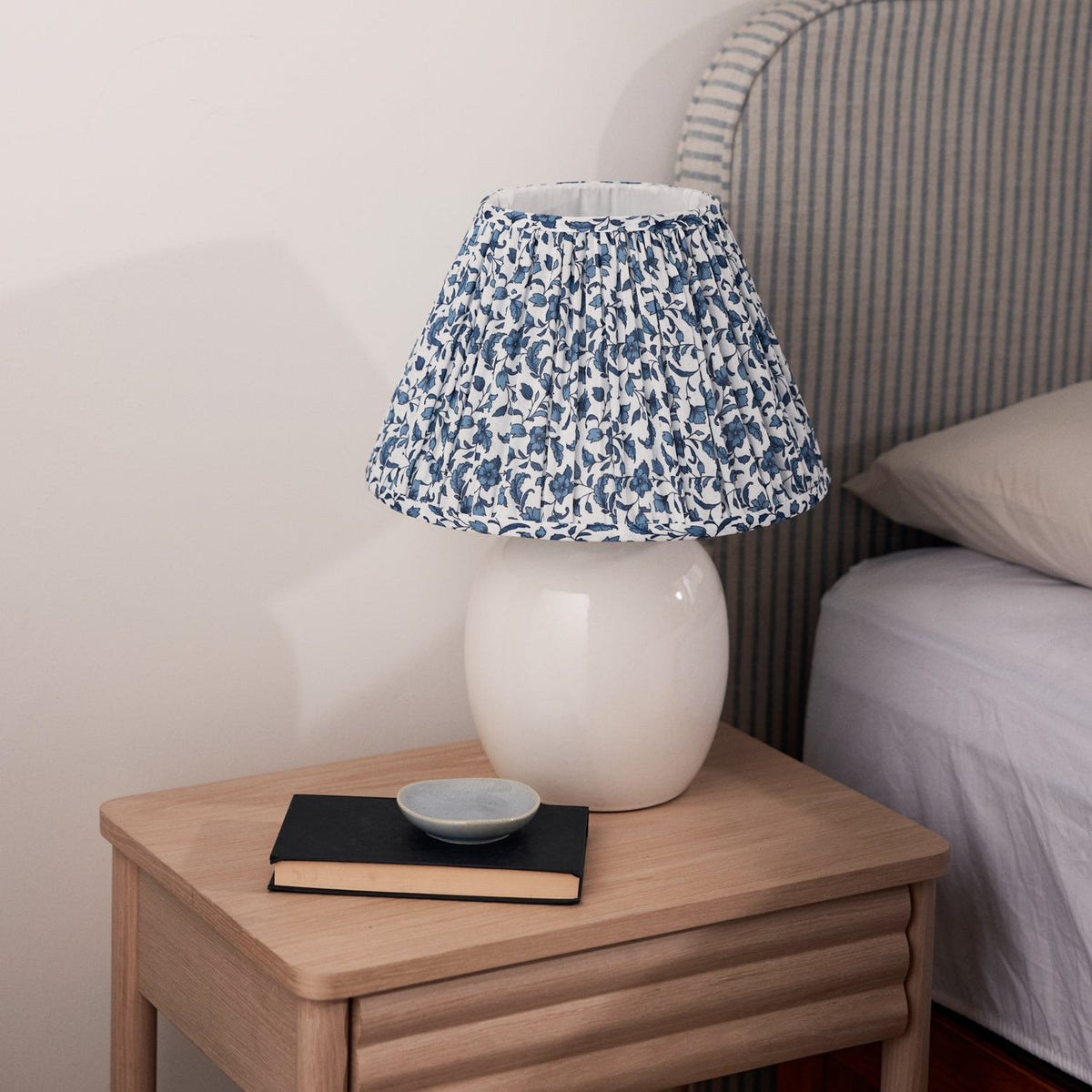 Elma Blue Pleated Table Lamp
