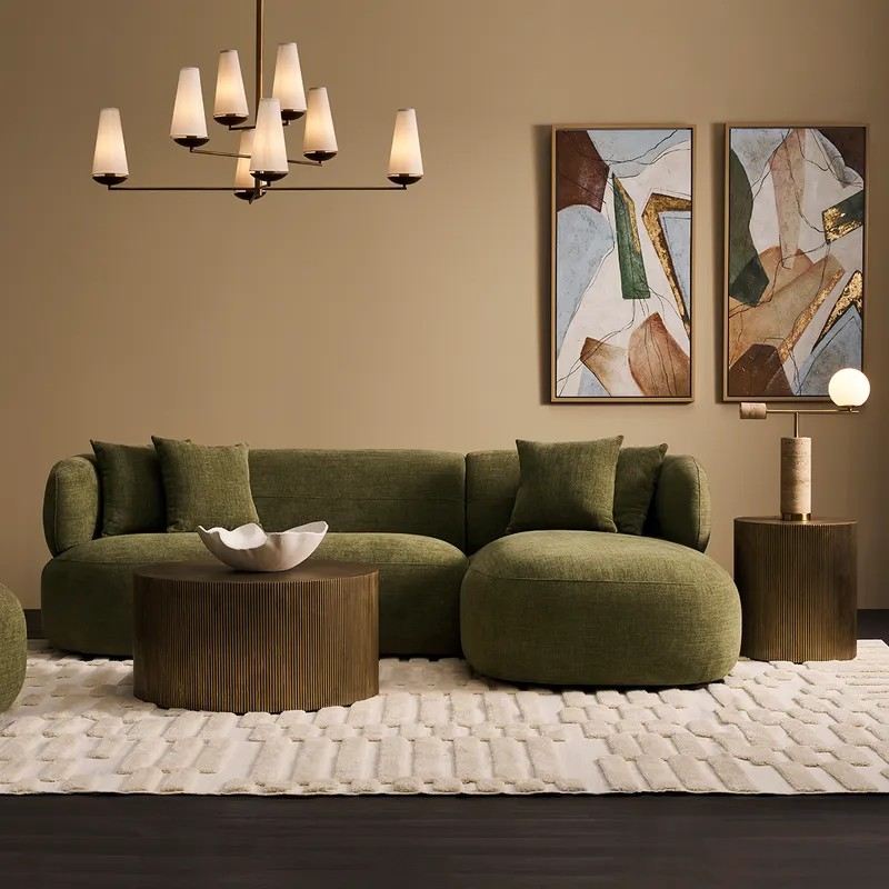 Greenwich Modular 3 Seater Sofa w Right Chaise - Sage Chenille