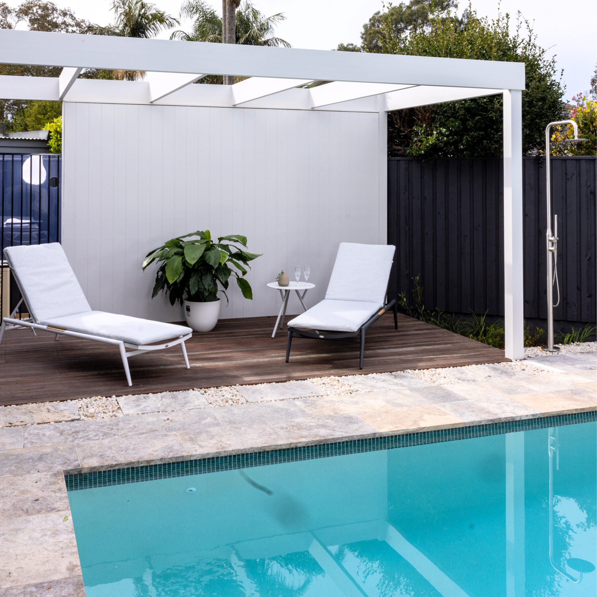 Set of 2 - Riva Outdoor Sunlounge- Charcoal