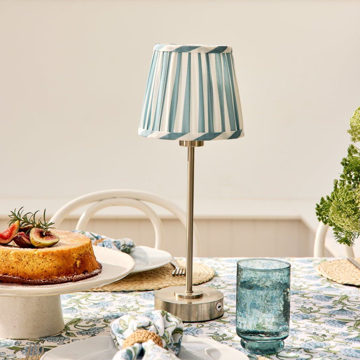 Lucia Light Blue Stripe Pleated Shade Set of 2