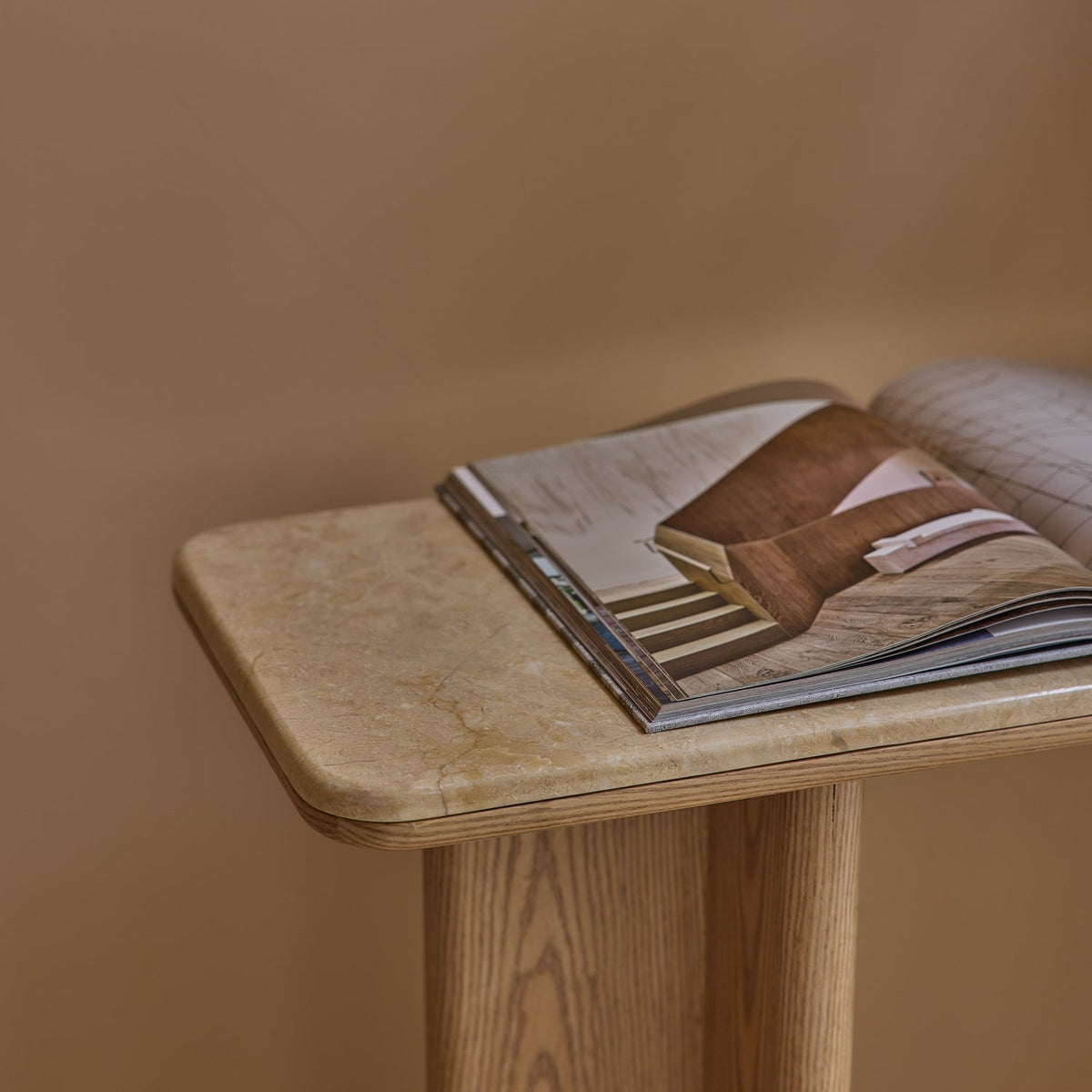 Carlyle Brown Marble/Oak Console Table