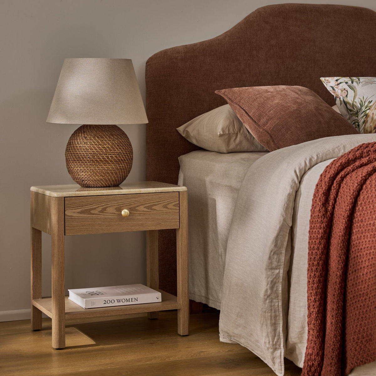 Carlyle Brown Marble Bedside Table