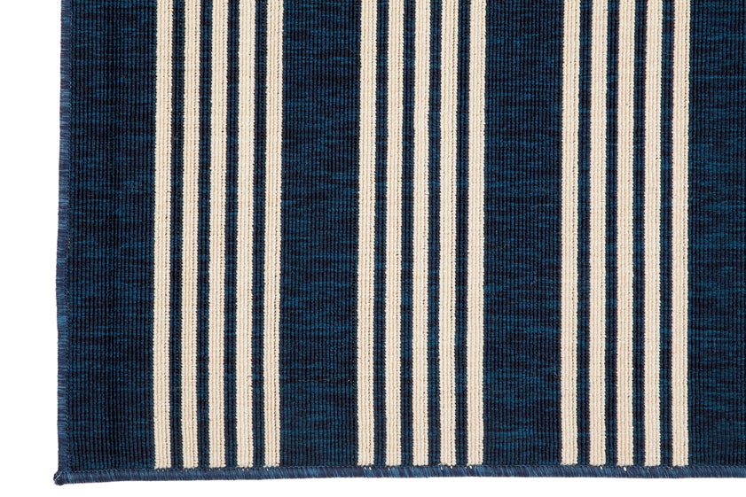 Mariona Blue Striped Outdoor Rug