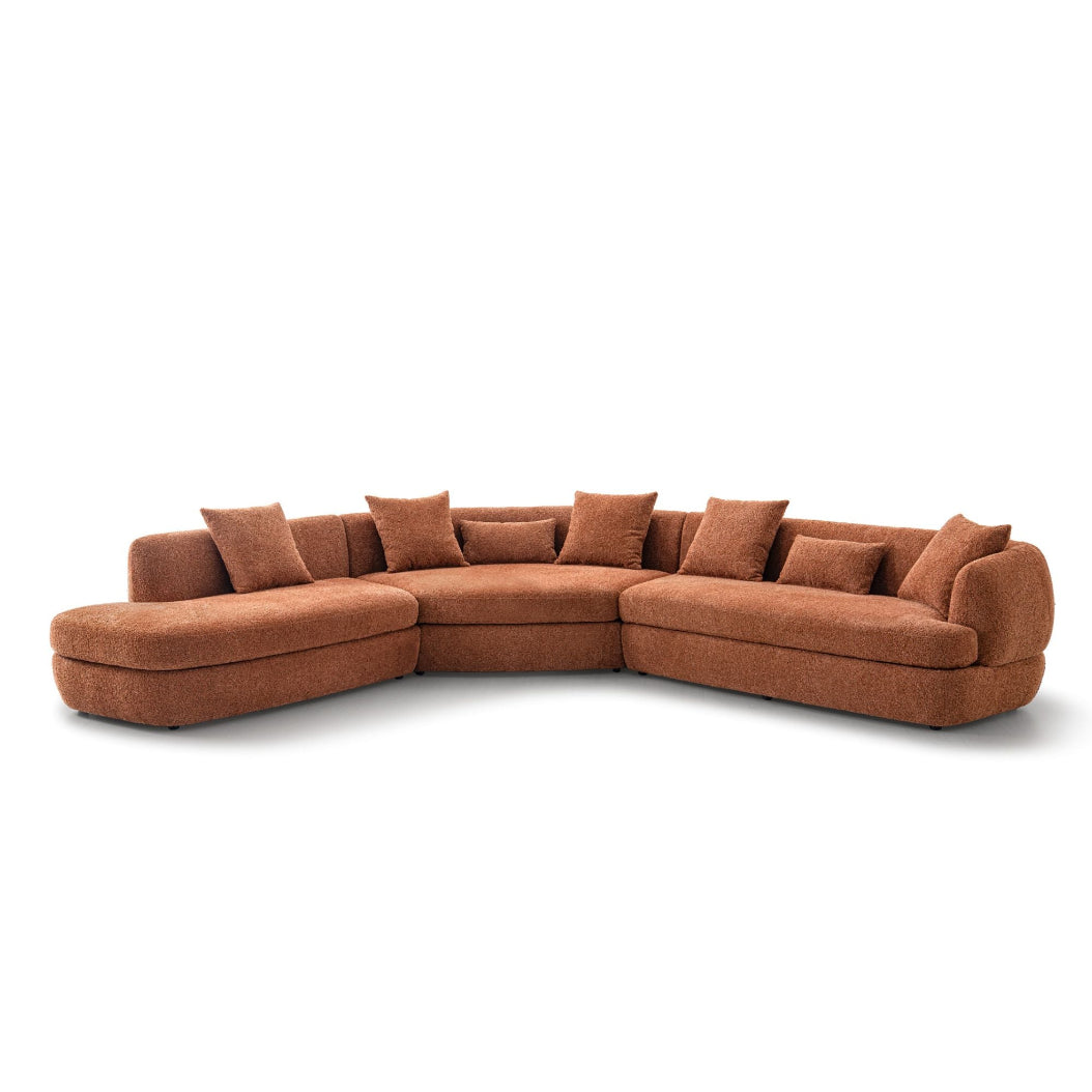 Nora 3 Piece Sectional - Warm Brown