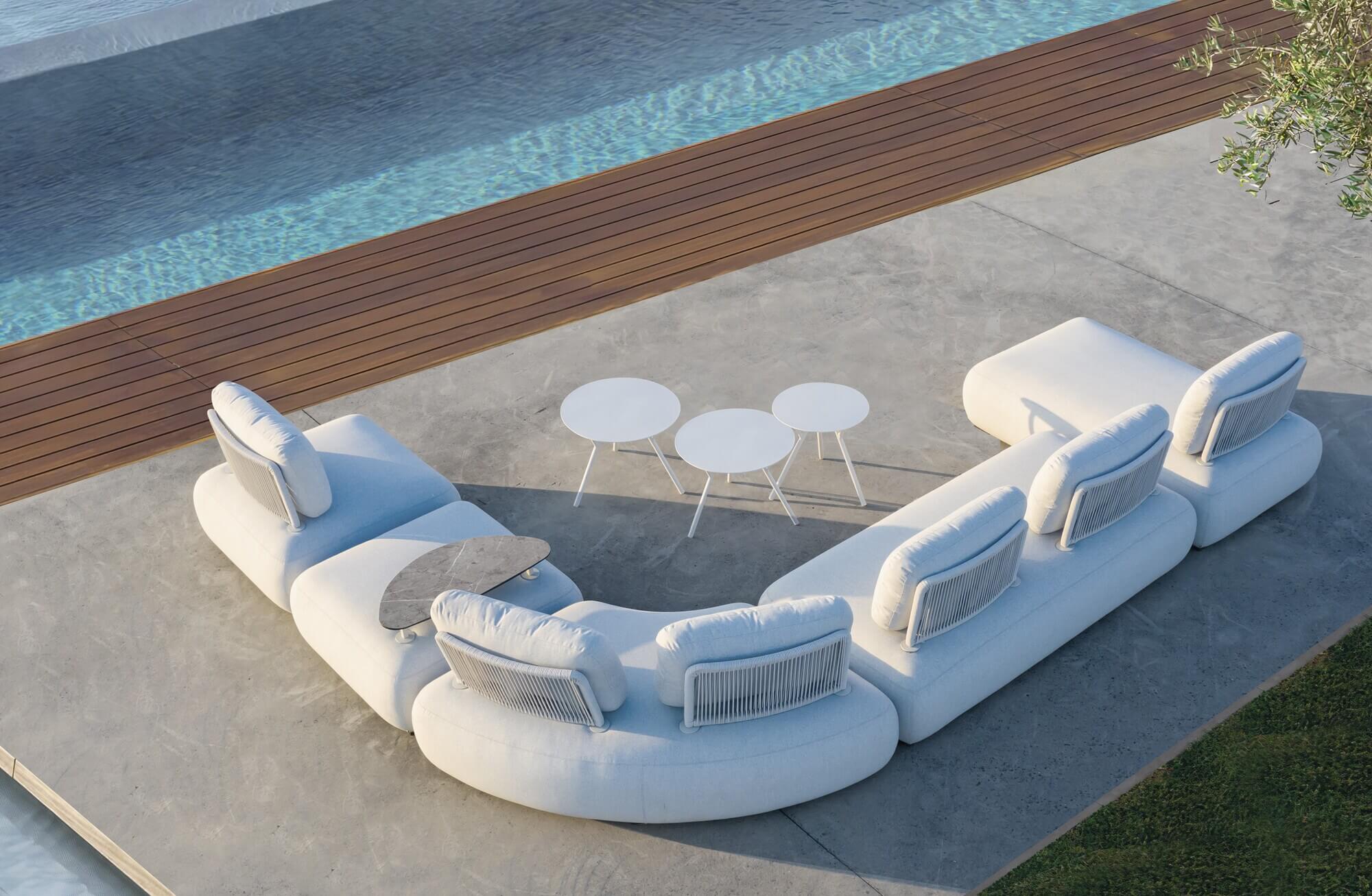 Ora One Seater Outdoor Lounge - Greige - Olan Living.  White chunky contemporary sofa.