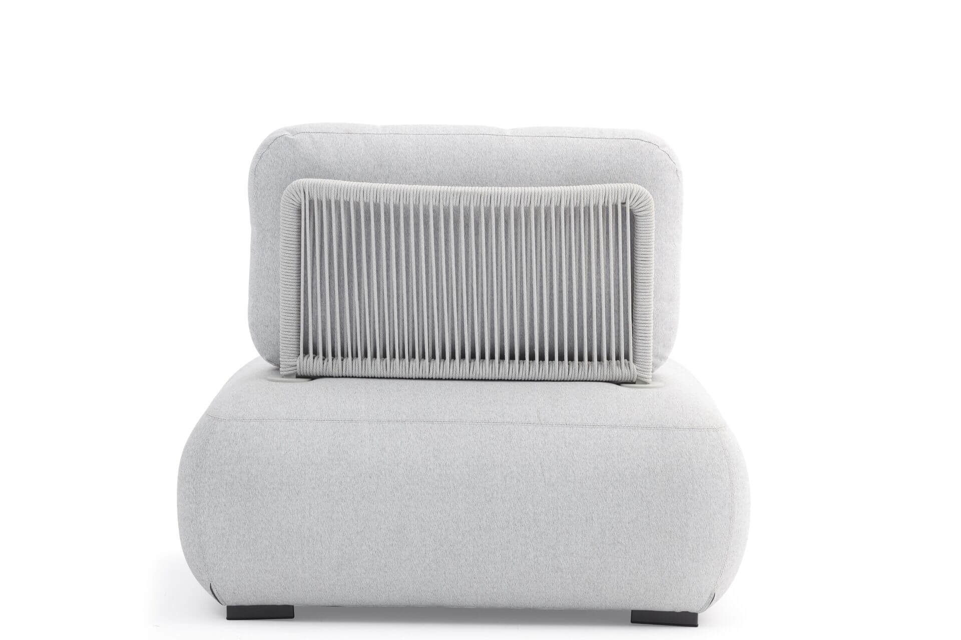 Ora One Seater Outdoor Lounge - Greige - Olan Living. White chunky contemporary sofa.