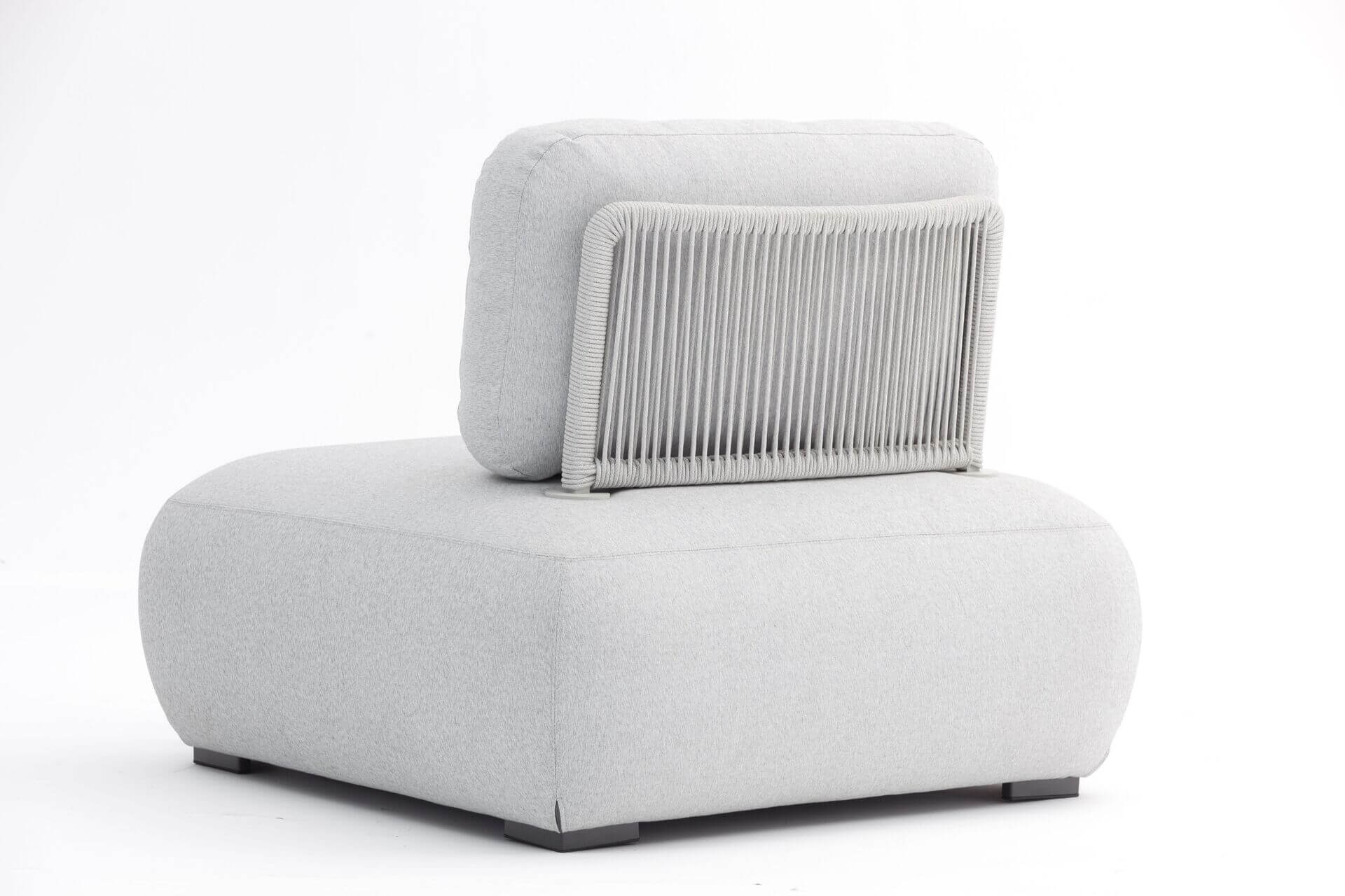 Ora One Seater Outdoor Lounge - Greige - Olan Living. White chunky contemporary sofa.