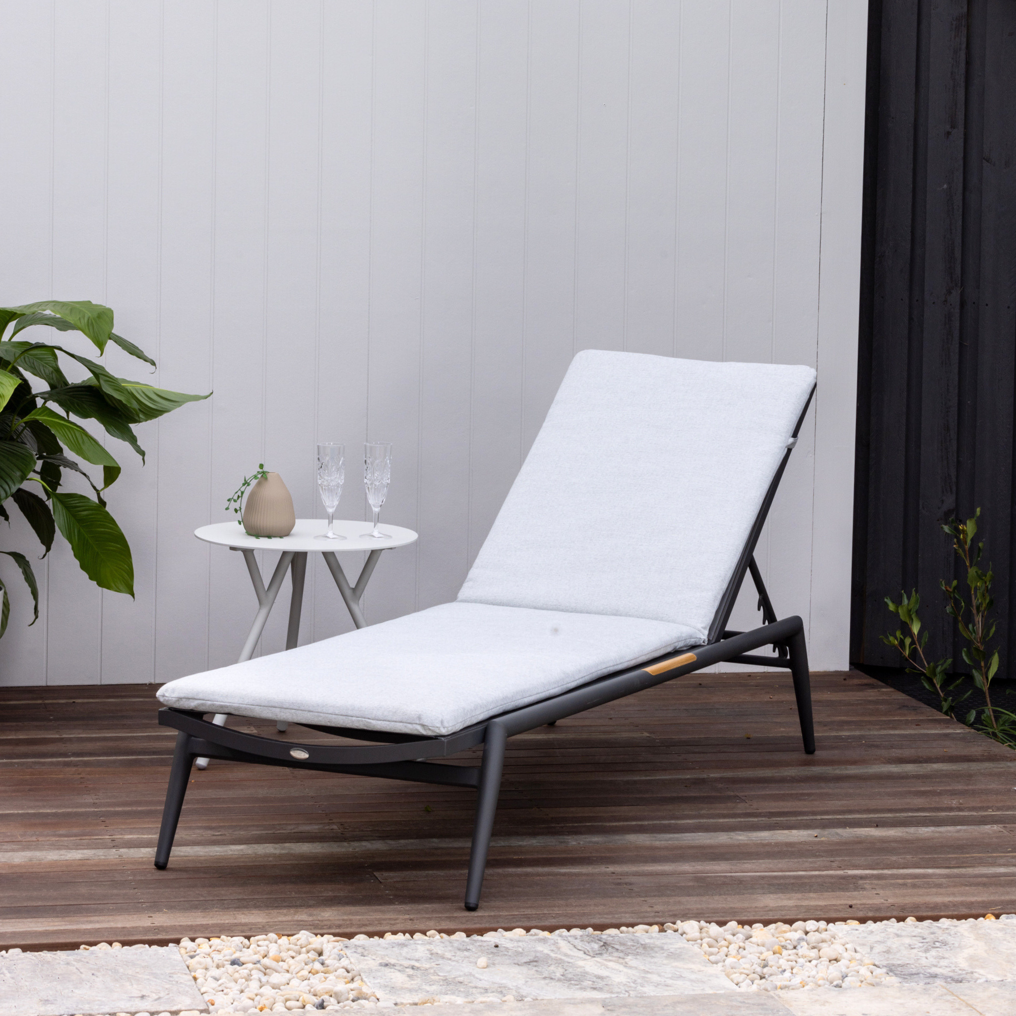 Set of 2 - Riva Outdoor Sunlounge- Charcoal