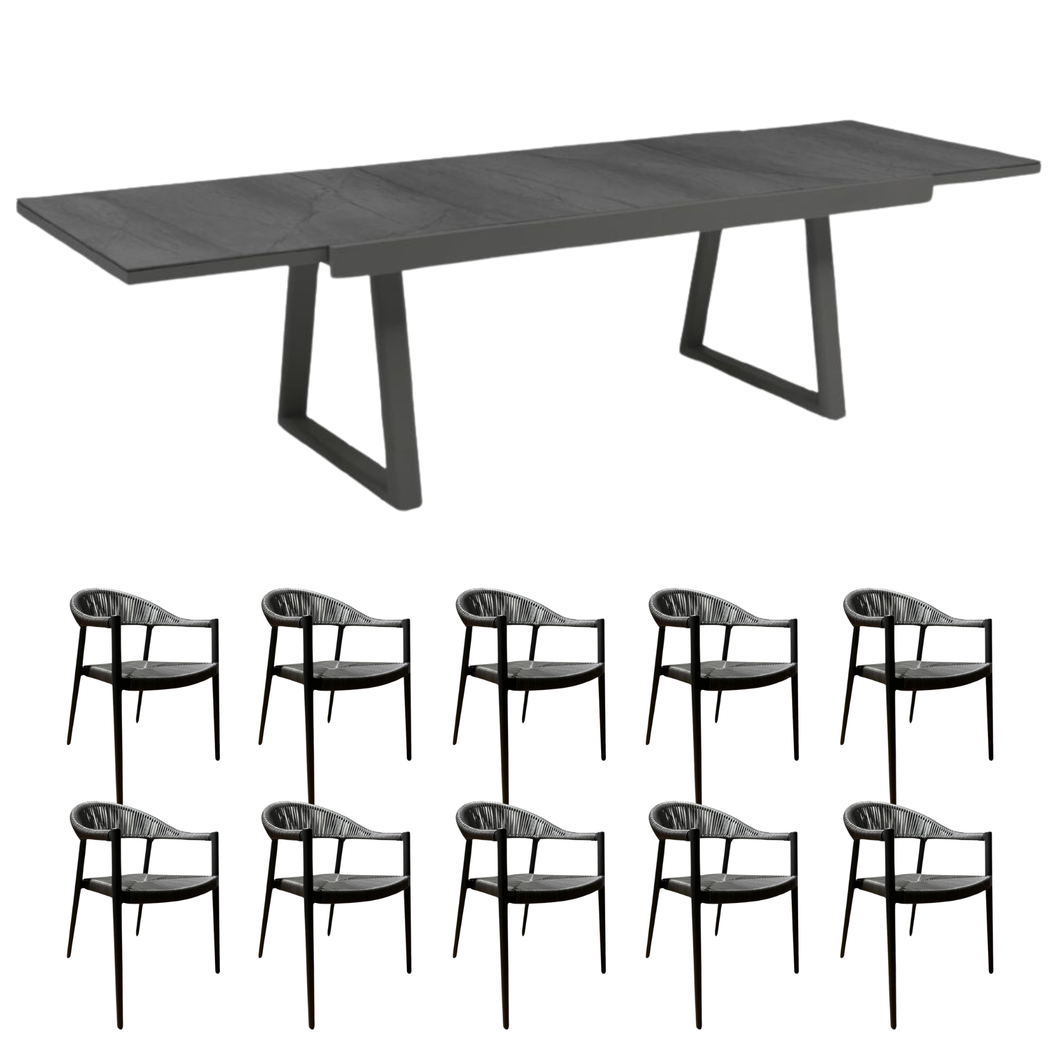 11 piece - Serena Outdoor Dining Set - Charcoal