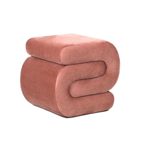Serpentine Velvet Ottoman - Rose Gold