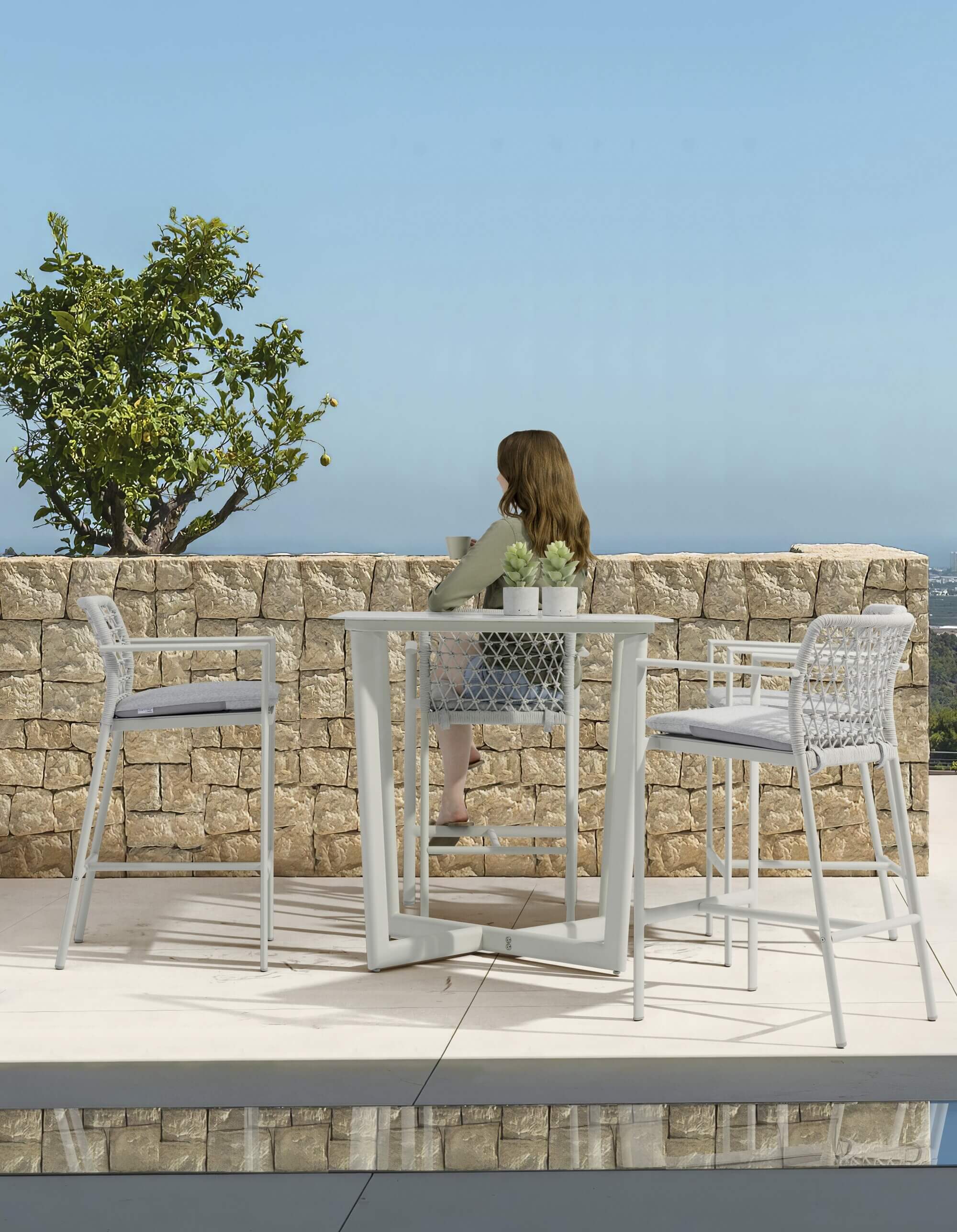 Set of 2 - Verona Outdoor Barstool - Light Grey