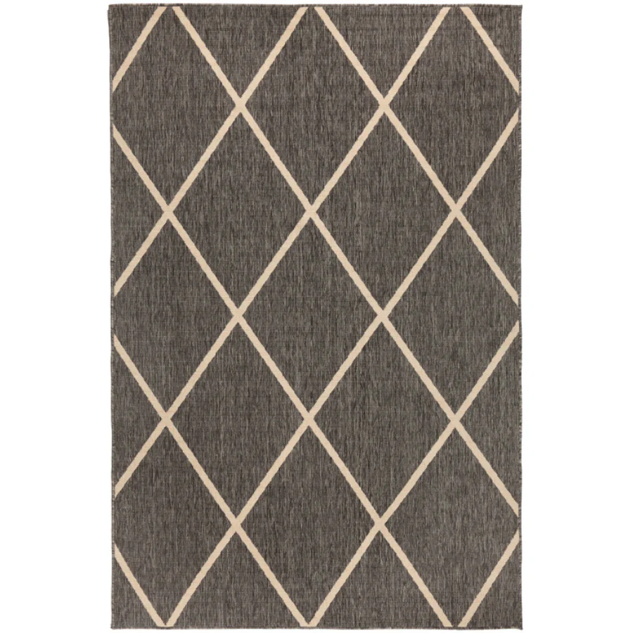 Tucson Grey Diamond Pattern Polypropylene Outdoor Rug
