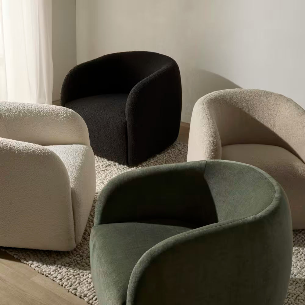 Decker Boucle Ivory Swivel Chair