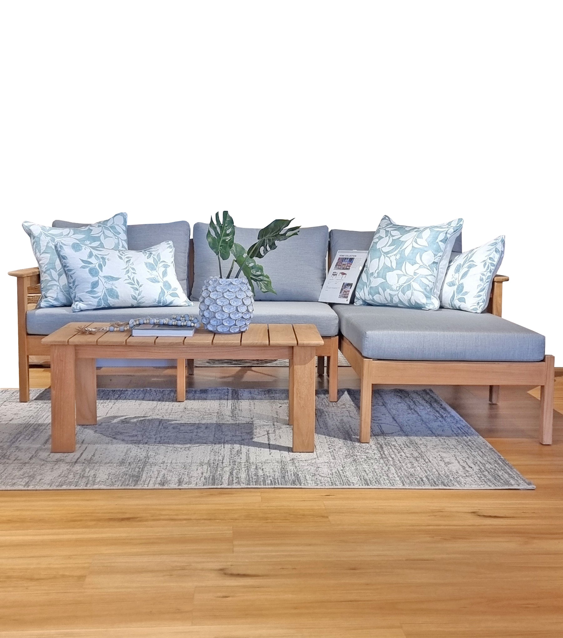 3-piece Rome Teak Wood Modular Outdoor Lounge Set