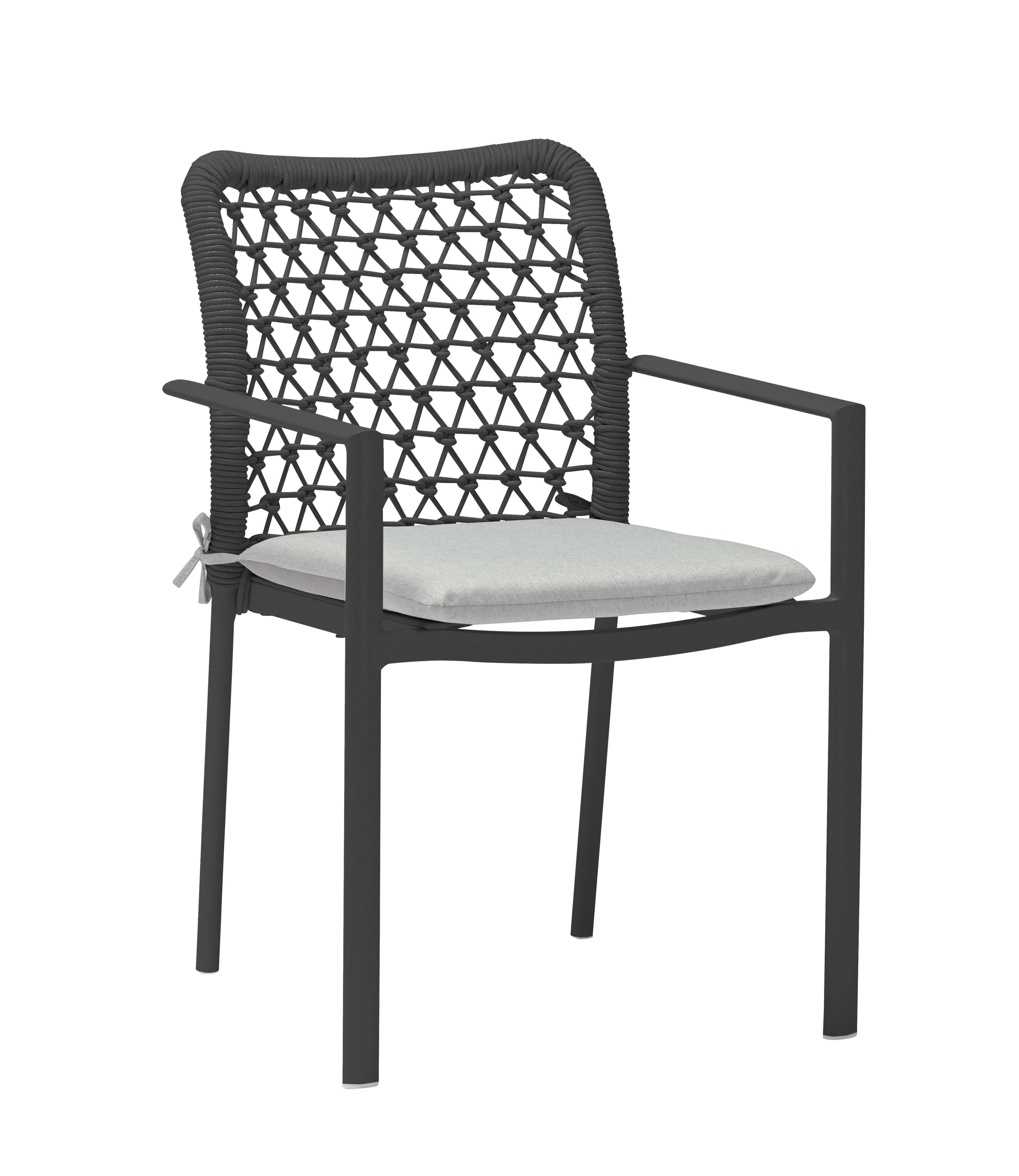 Set of 6 - Verona Outdoor Dining Chair - Charcoal