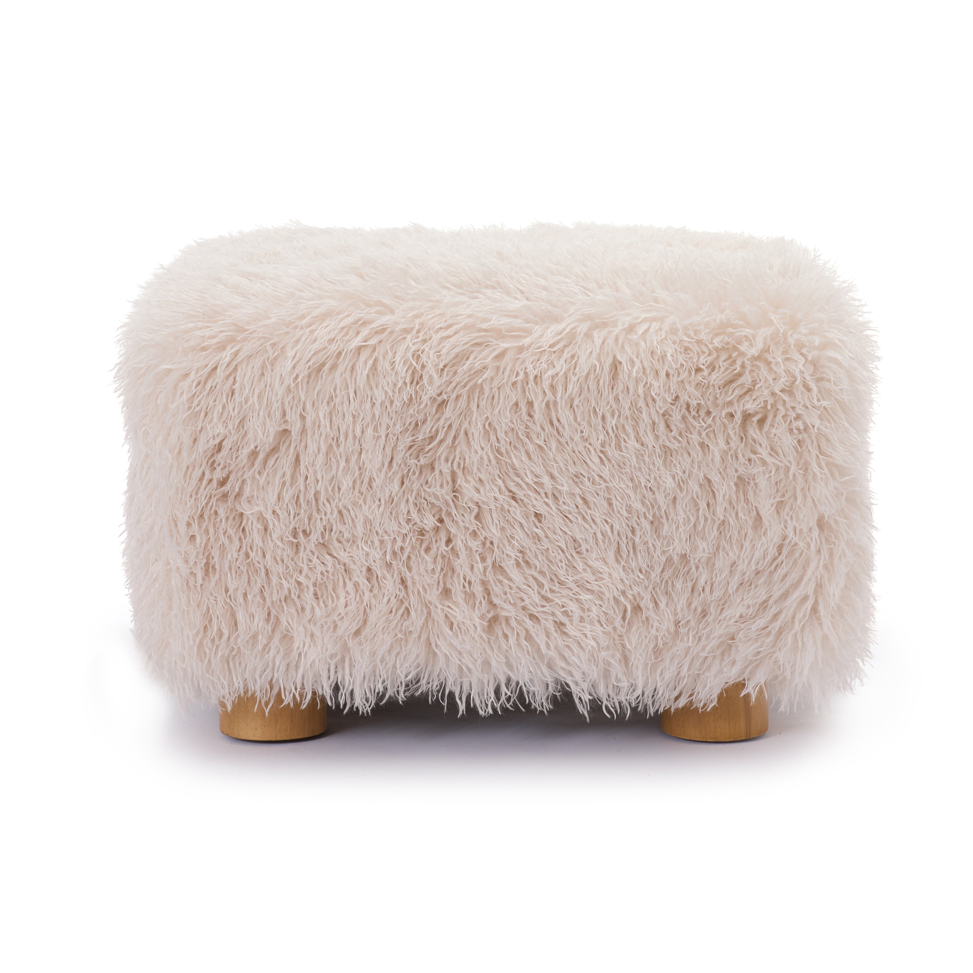 Kristoff Ivory Fur Ottoman