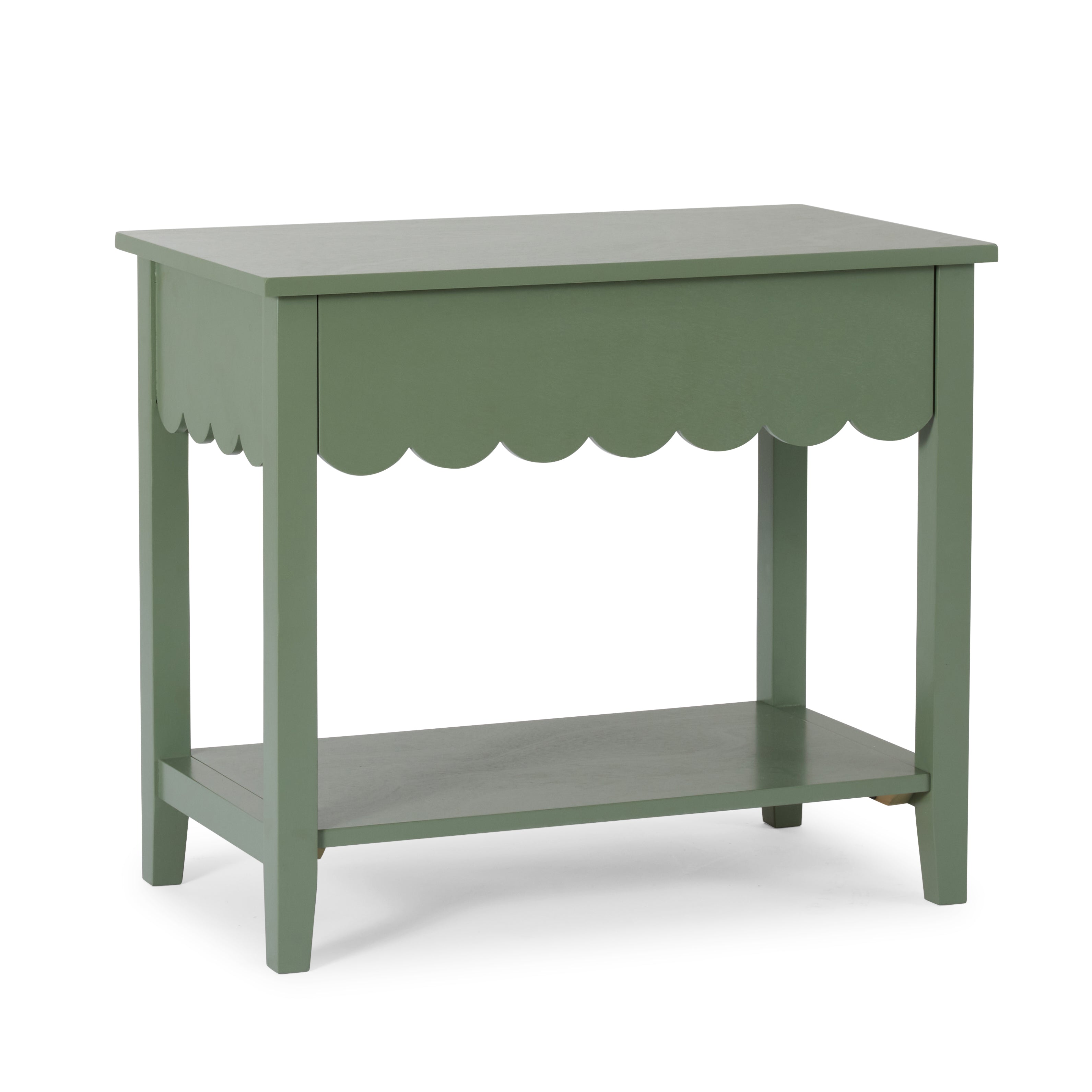 Lucille Sage Scallop Bedside Table - Sage Green