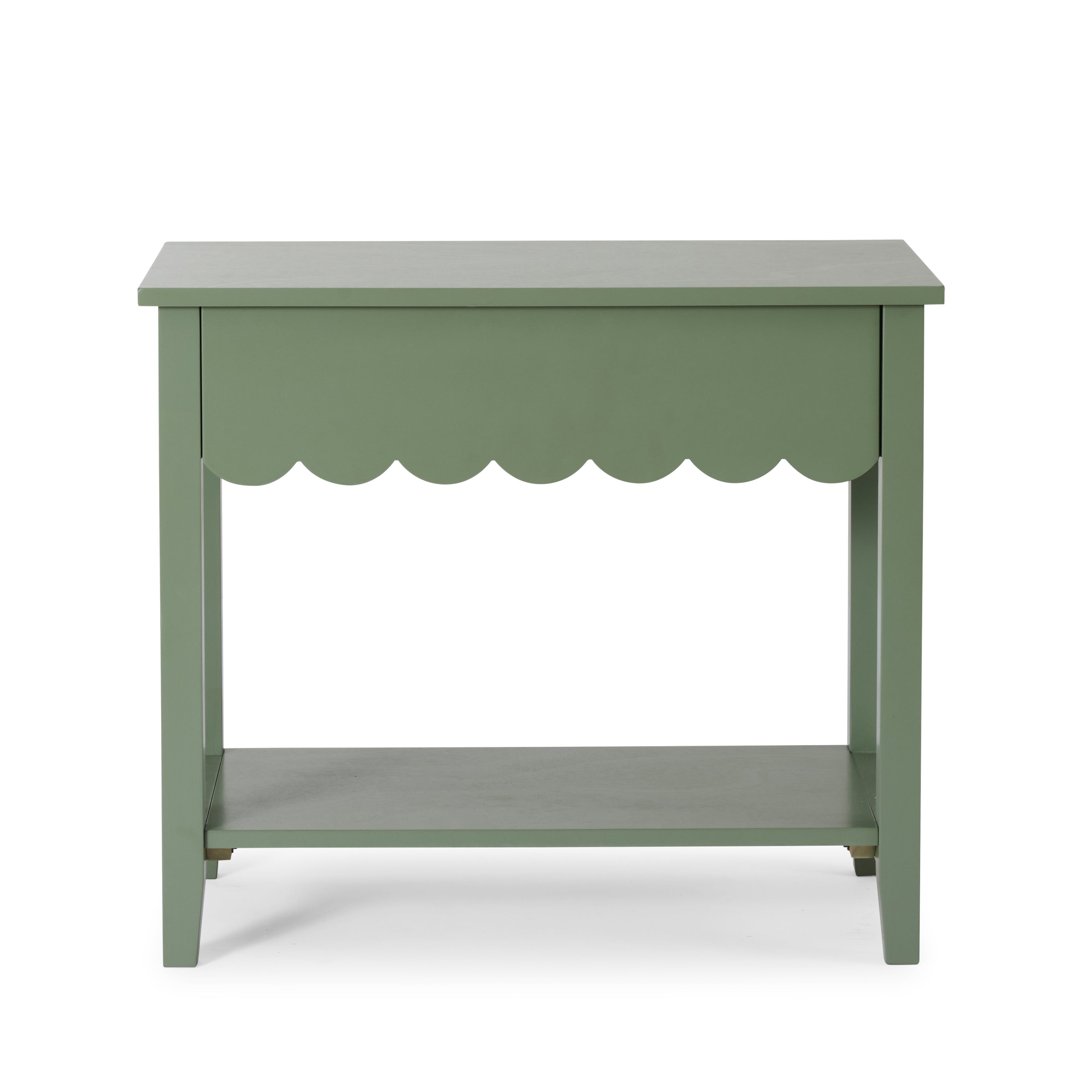 Lucille Sage Scallop Bedside Table - Sage Green