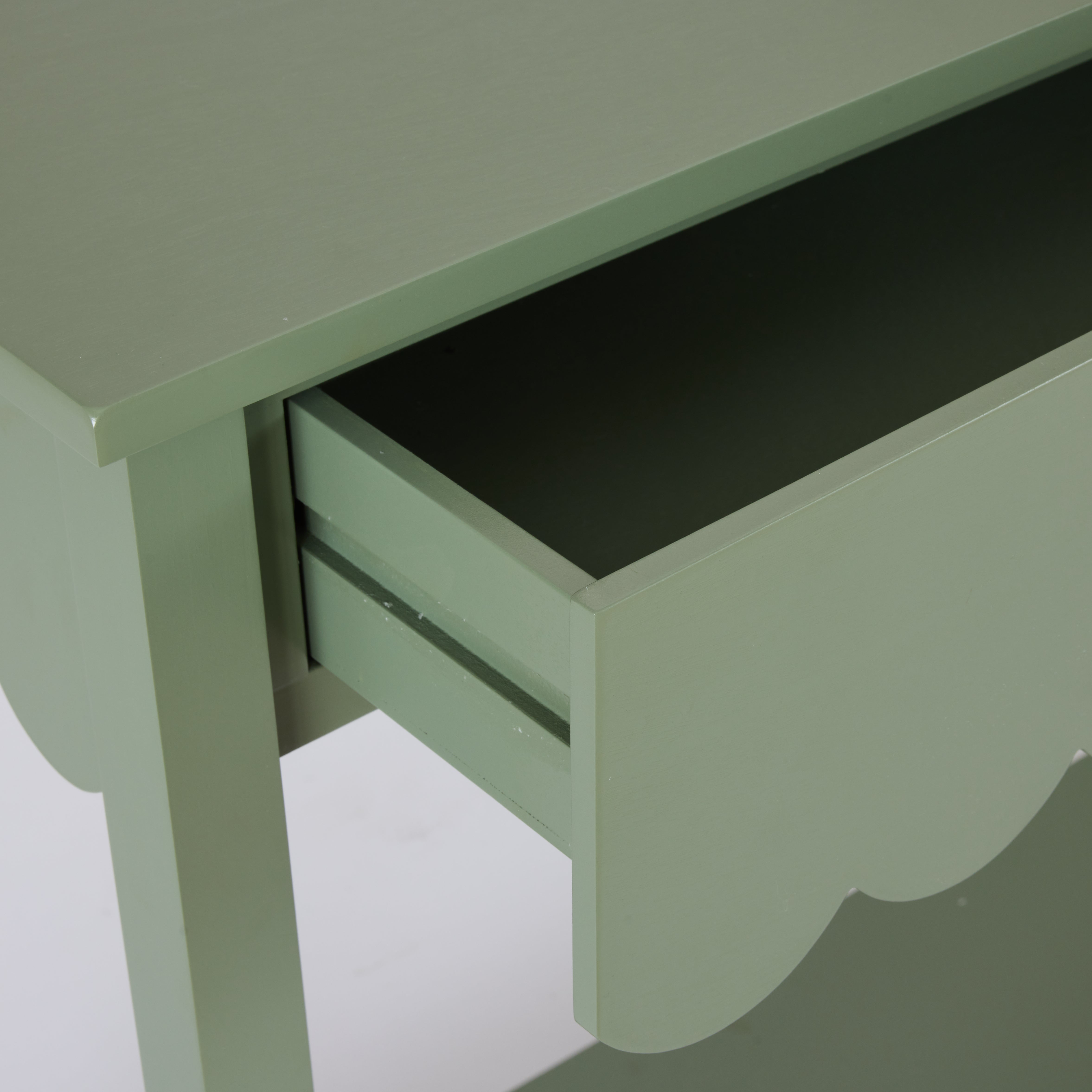 Lucille Sage Scallop Bedside Table - Sage Green