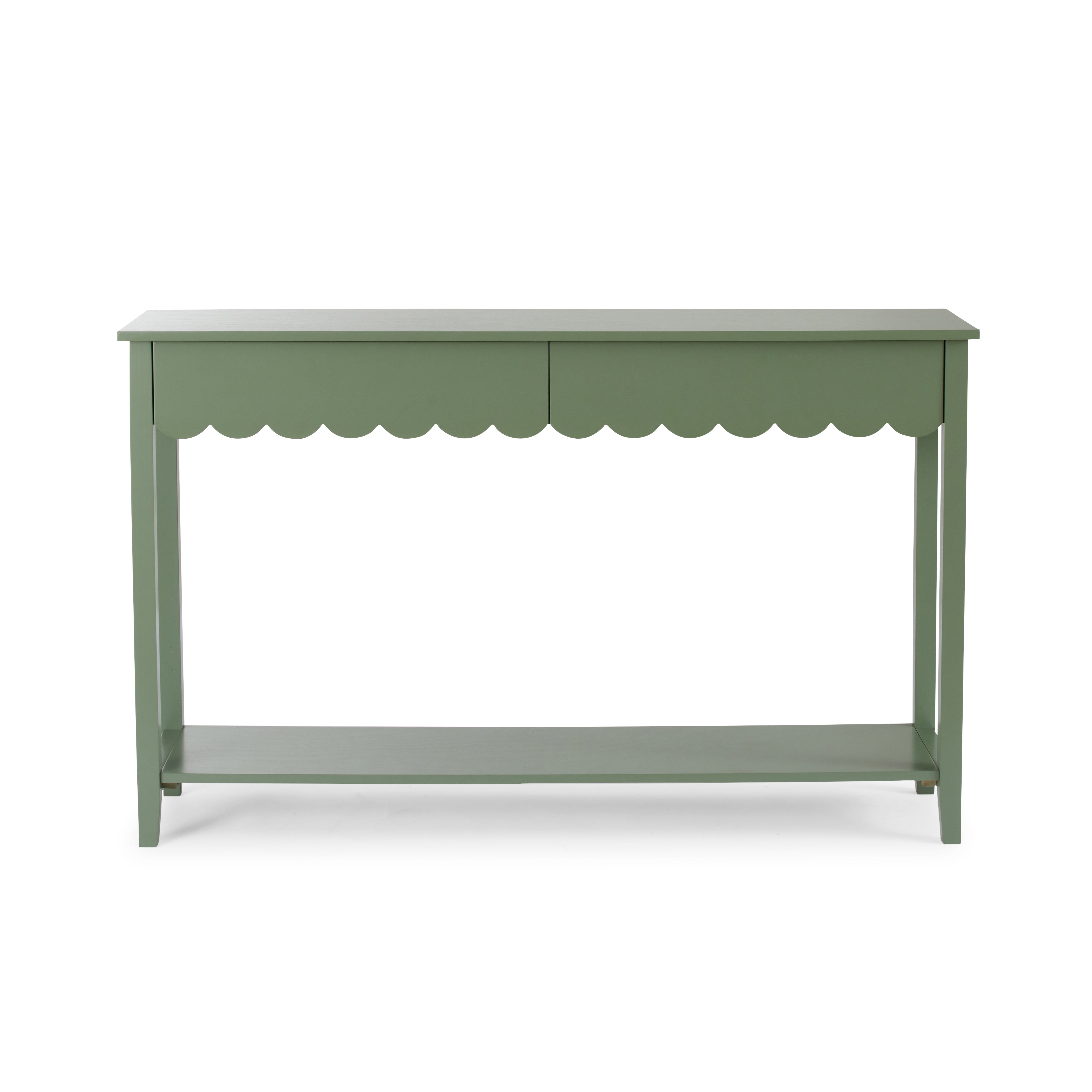 Lucille Sage Scallop Console Table - Sage Green