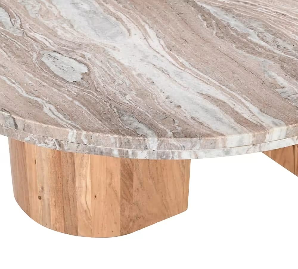 Alfred Toronto Marble & Acacia Wood Coffee Table - 104 cm Natural