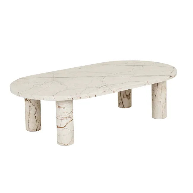 Amara Round Leg Oval Coffee Table - Brown Vein Marble