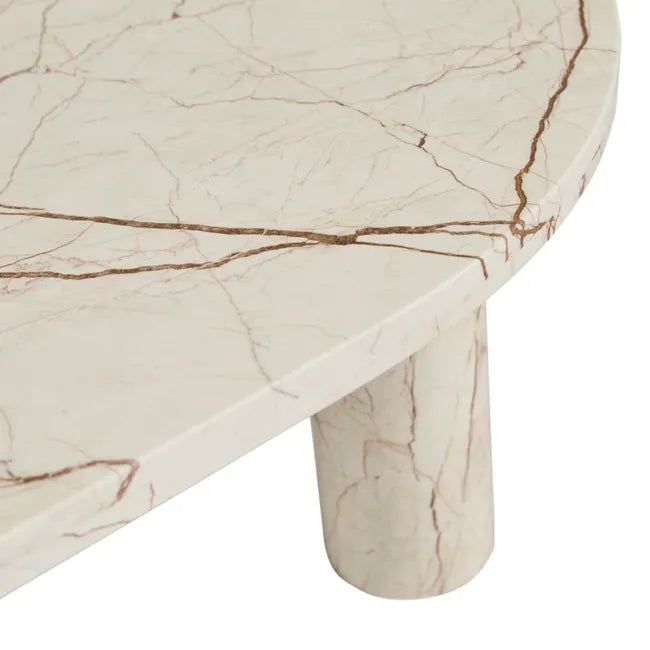 Amara Round Leg Oval Coffee Table - Brown Vein Marble