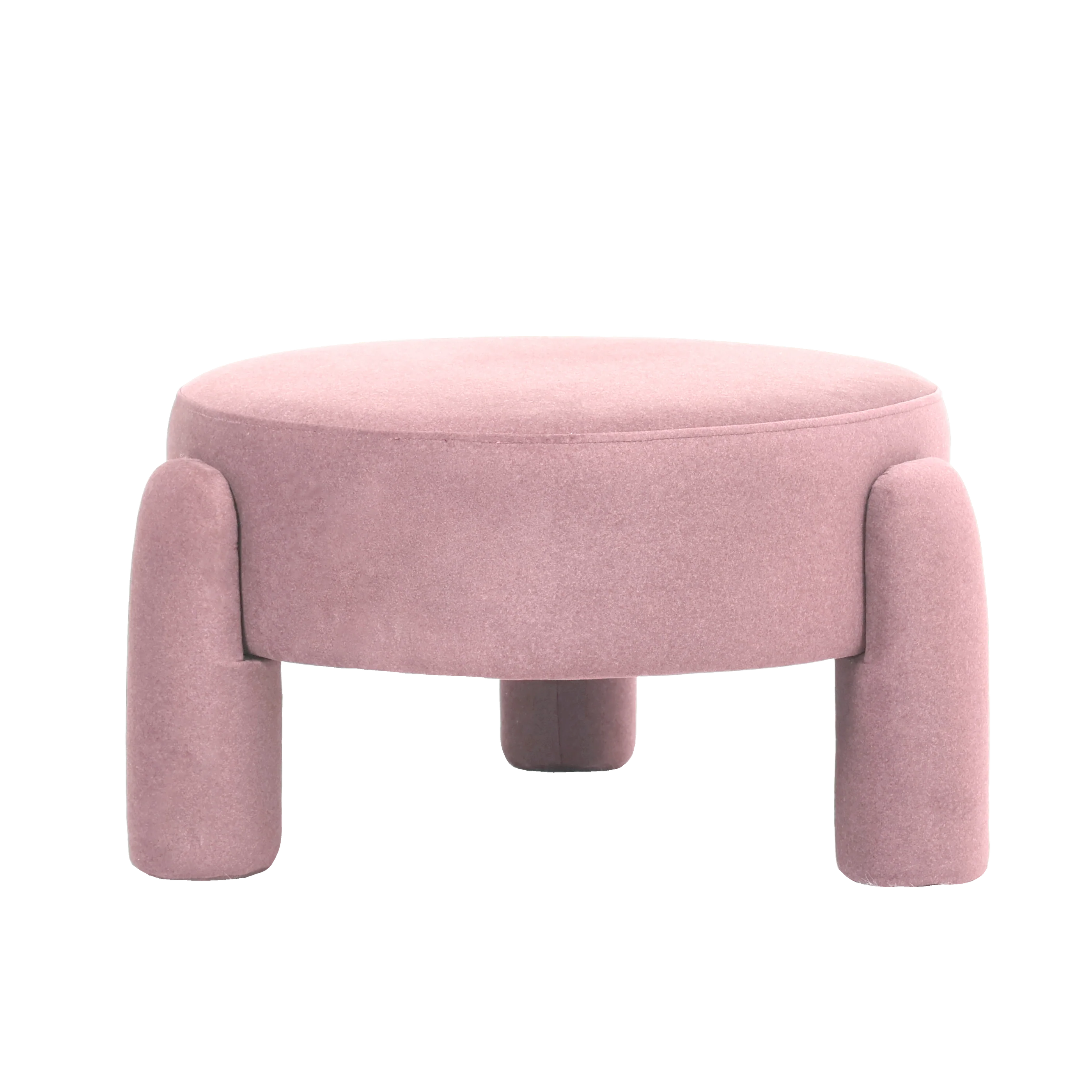 Cresent Velvet Stool - Rich Blush