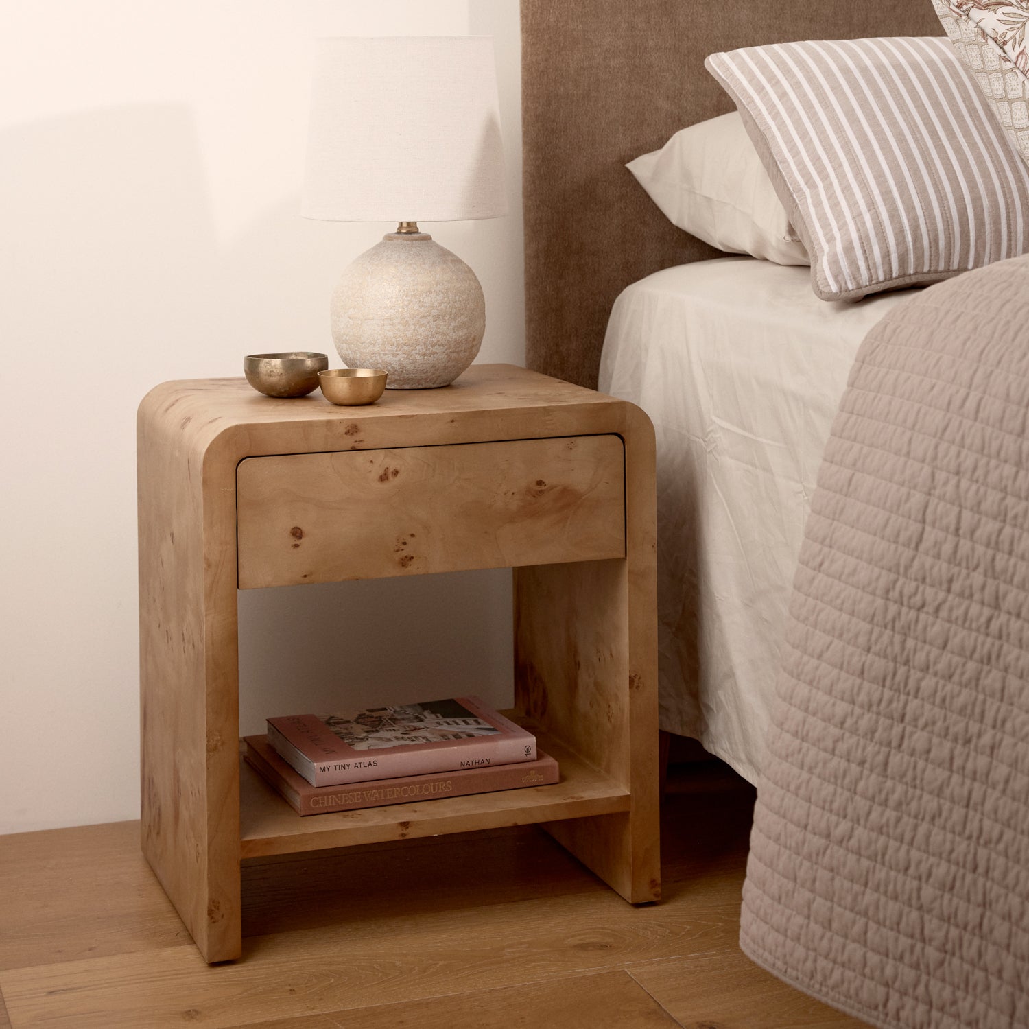 Elke Burl Wood Bedside Table