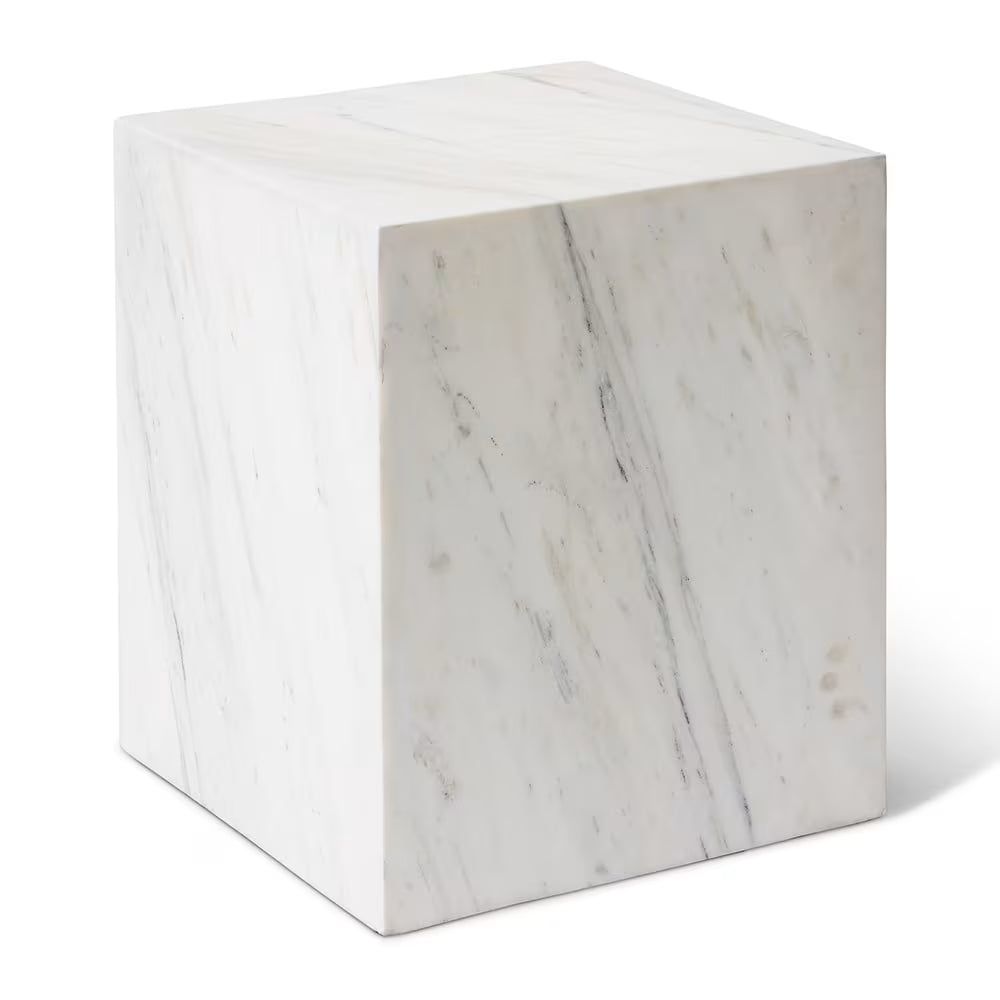 Travis Side Table White Marquino - 38 x 38 x 45cm