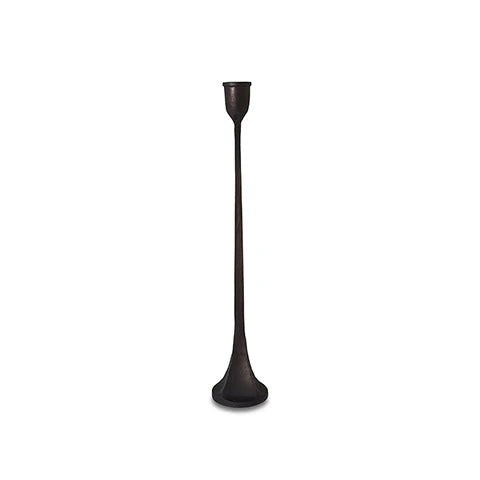 Cast metal candlestick - medium - with an aged black finish