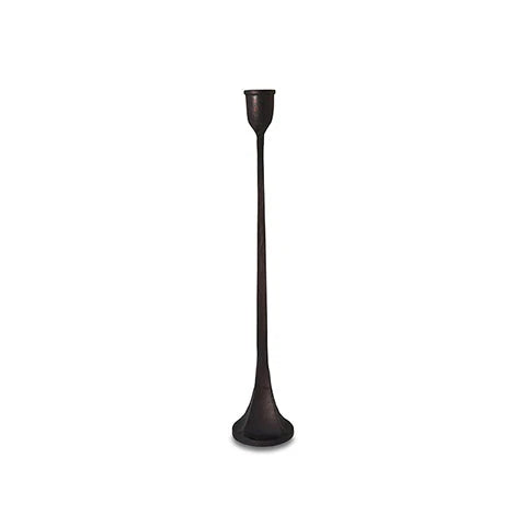 Cast metal candlestick Tall with an aged black finish